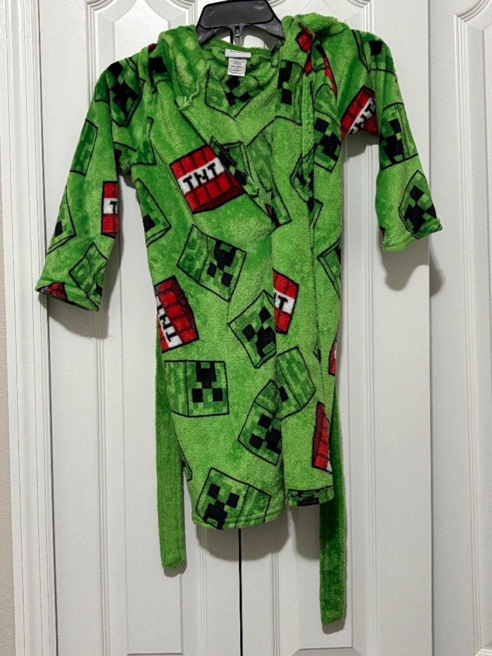 Size Small| Minecraft Creeper TNT Kids Plush Hooded Robe